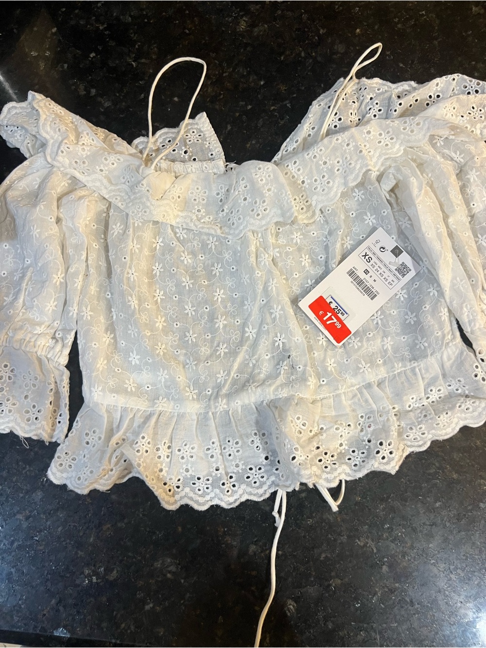 NWT Zara White Eyelet Off-Shoulder Top
